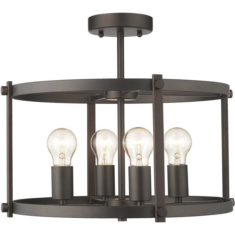 CHLOE Ironclad 4 Light Bronze Convertible Semi-flush Ceiling Fixture 17.5