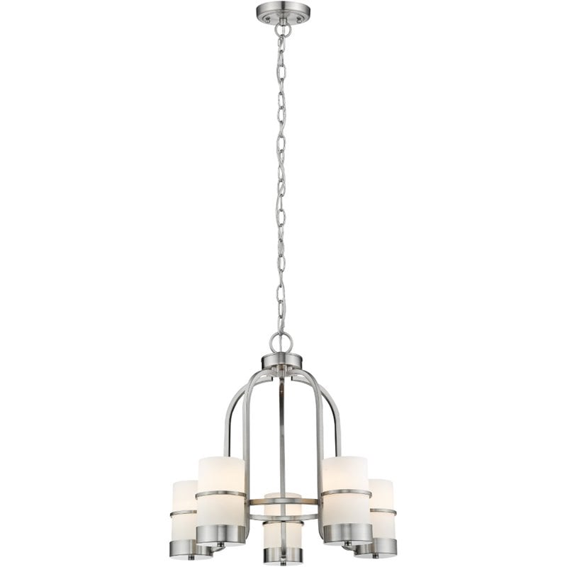 CHLOE Penelope Contemporary 5 Light Brushed Nickel Mini Chandelier 22