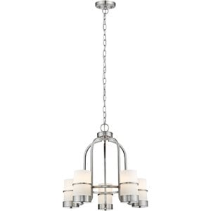 CHLOE Penelope Contemporary 5 Light Brushed Nickel Mini Chandelier 22&quot Wide