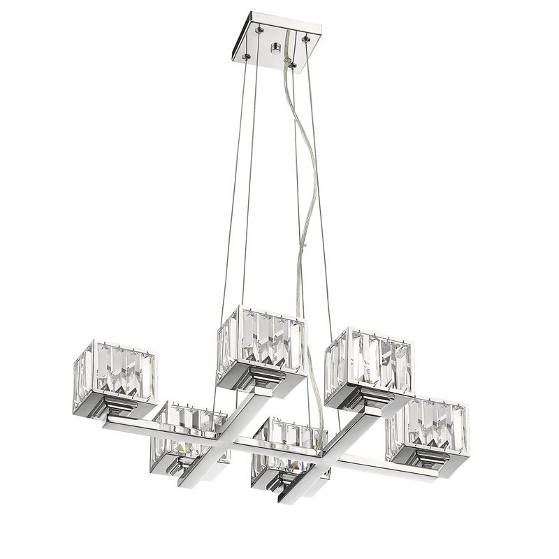 CHLOE Trilluminate Contemporary 6 Light Chrome Finish Chandelier 23