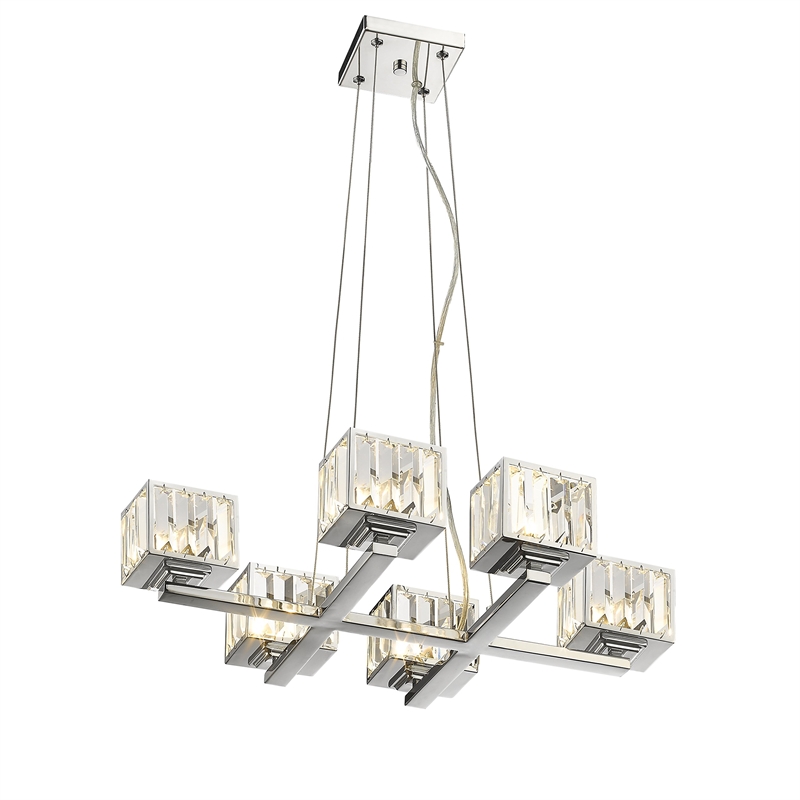 CHLOE Trilluminate Contemporary 6 Light Chrome Finish Chandelier 23
