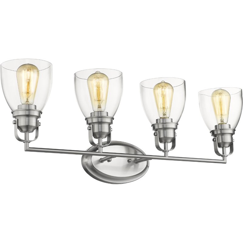 CHLOE Lily 4 Light Brushed Nickel Bath Vanity Light Clear Glass 31