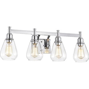 CHLOE Hudson Transitional 4 Light Chrome Bath Vanity Fixture 29&quot Wide