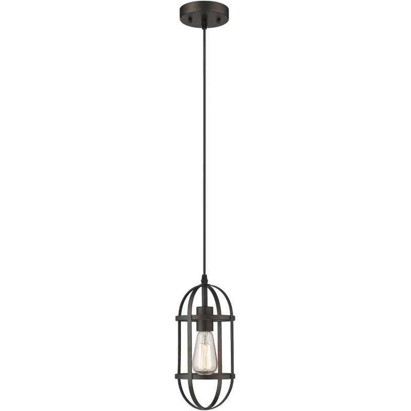 CHLOE Ironclad Industrial 1 Light Rubbed Bronze Mini Ceiling Pendant 5.5