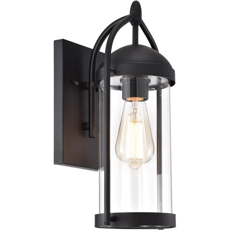 CHLOE Hollis Transitional 1 Light Textured Black Outdoor Wall Sconce 15