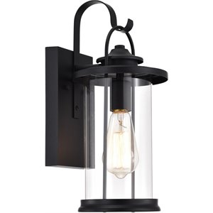 CHLOE Ainsley Transitional 1 Light Textured Black Outdoor Wall Sconce 15&quot Height
