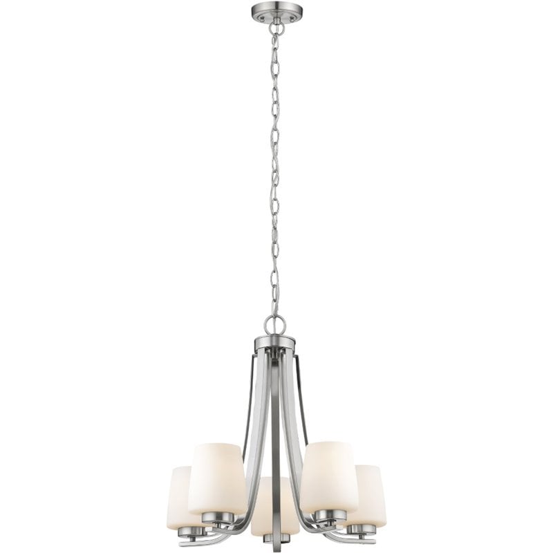 CHLOE Olivia Contemporary 5 Light Brushed Nickel Mini Chandelier 22