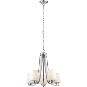 CHLOE Olivia Contemporary 5 Light Brushed Nickel Mini Chandelier 22&quot Wide