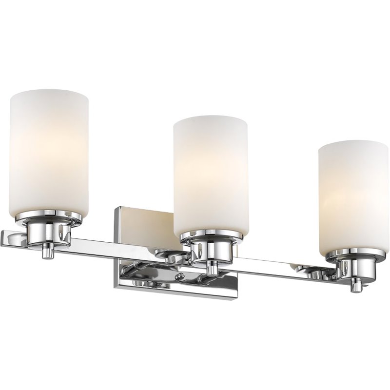 CHLOE Scarlett 3 Light Chrome Bath Vanity Light Etched White Glass 22