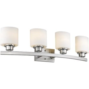 CHLOE Aaliyah 4 Light Brushed Nickel Bath Vanity Light Opal White Glass 32&quot Wide