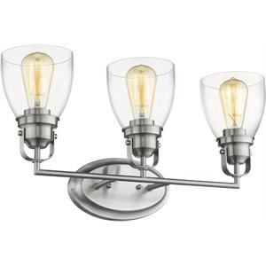 CHLOE Lily 3 Light Brushed Nickel Bath Vanity Light Clear Glass 23&quot Wide