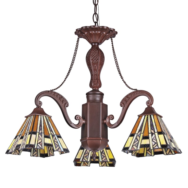 CHLOE Progressive Tiffany-style Mission 3 Light Mini Chandelier 22