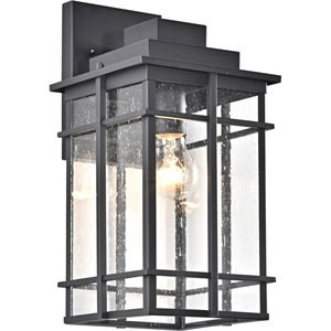 CHLOE Kenneth Transitional 1 Light Textured Black Outdoor Wall Sconce 14&quot Height
