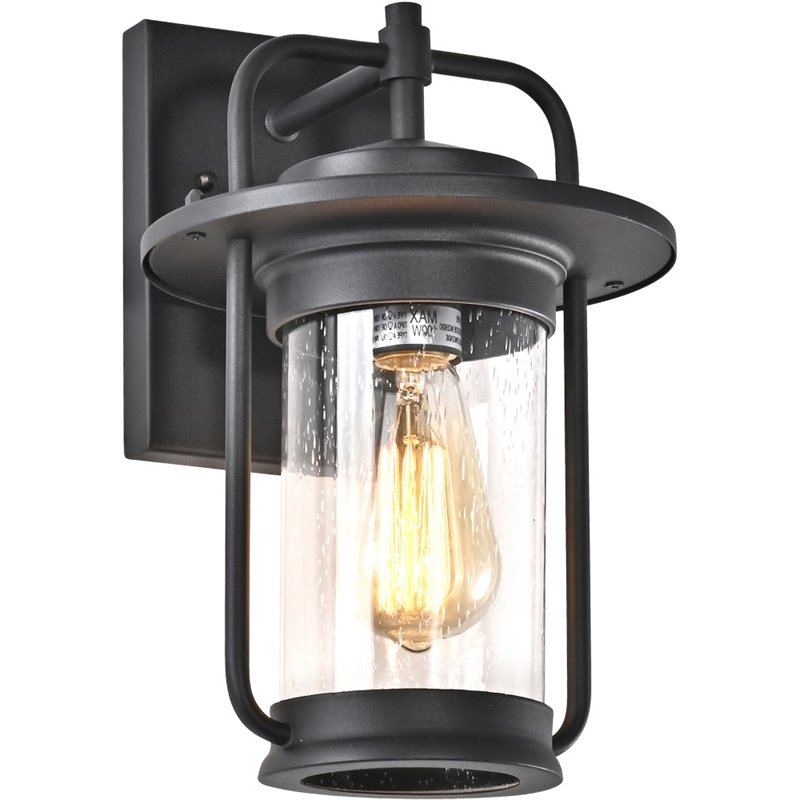 CHLOE Jeffrey Transitional 1 Light Textured Black Outdoor Wall Sconce 13