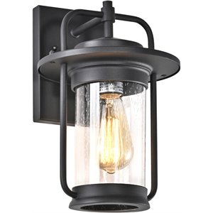 CHLOE Jeffrey Transitional 1 Light Textured Black Outdoor Wall Sconce 13&quot Height