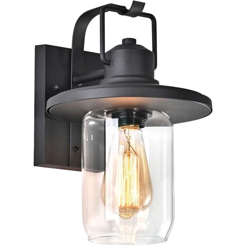 CHLOE Christopher 1 Light Textured Black Outdoor Wall Sconce 12