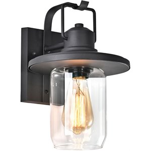 CHLOE Christopher 1 Light Textured Black Outdoor Wall Sconce 12&quot Height