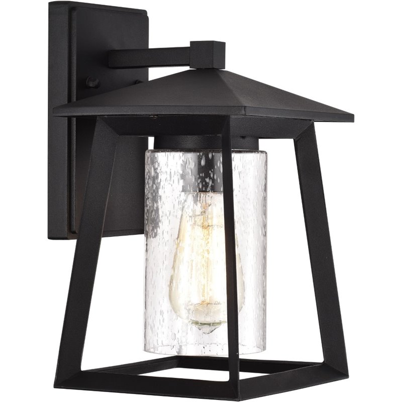 CHLOE Russell Transitional 1 Light Textured Black Outdoor Wall Sconce 11
