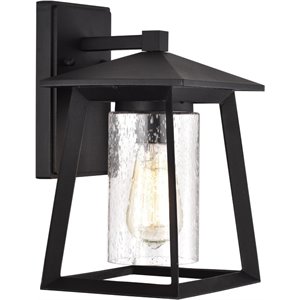 CHLOE Russell Transitional 1 Light Textured Black Outdoor Wall Sconce 11&quot Height
