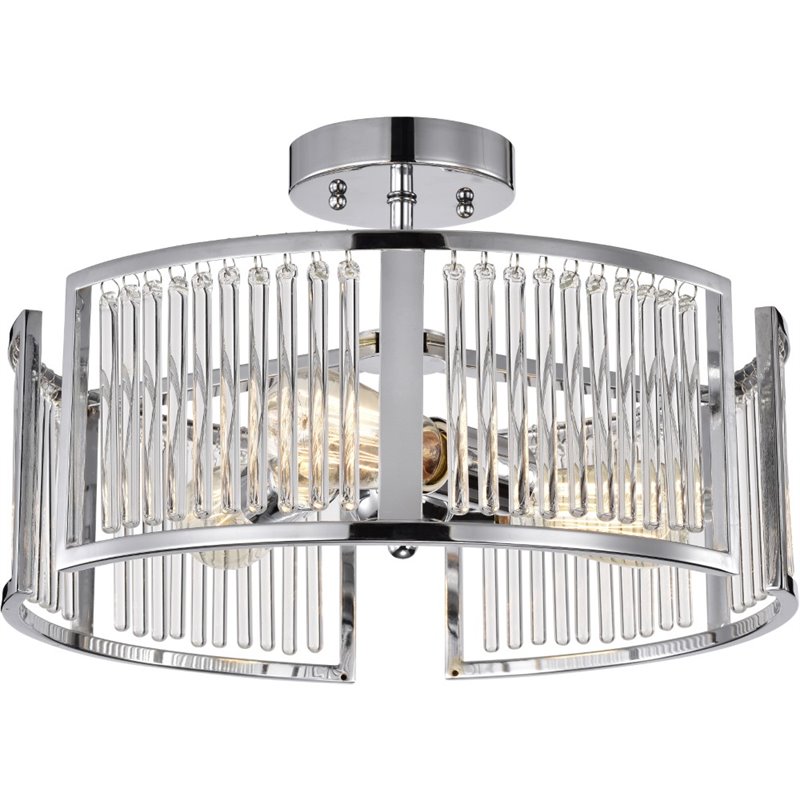 CHLOE Frey Transitional 3 Light Chrome Semi-Flush Ceiling Fixture 16