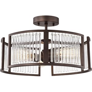 CHLOE Frey 3 Light Oil Rubbed Bronze Semi-Flush Ceiling Fixture 16&quot Wide