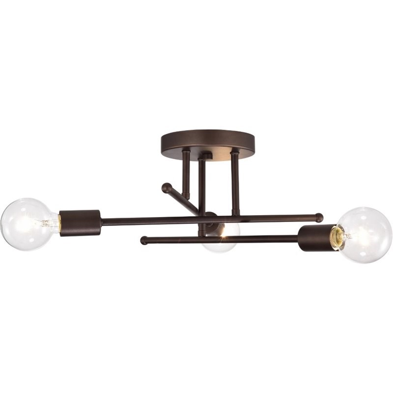 CHLOE Ironclad Industrial 3 Light Bronze Semi-Flush Ceiling Fixture 21