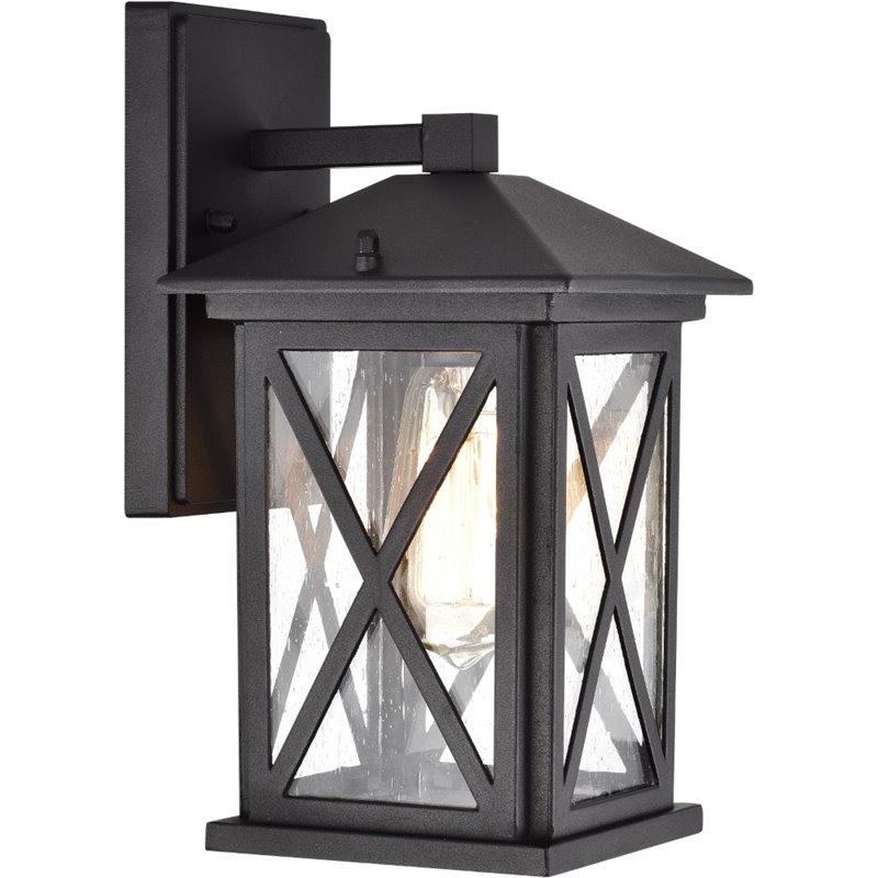 CHLOE Vincent Transitional 1 Light Textured Black Outdoor Wall Sconce 12