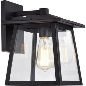 CHLOE Orly Transitional 1 Light Textured Black Outdoor Wall Sconce 12&quot Height