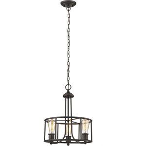 CHLOE Elissa Transitional 3 Light Rubbed Bronze Ceiling Pendant 15&quot Wide