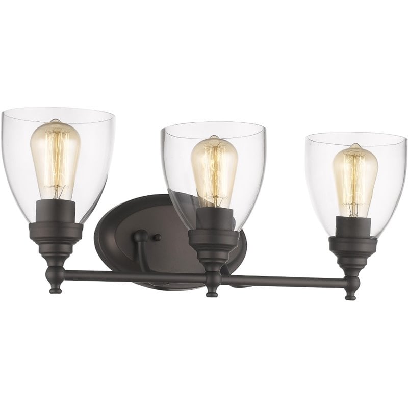 CHLOE Elissa 3 Light Rubbed Bronze Bath Vanity Light Clear Glass 23
