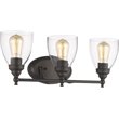 CHLOE Elissa 3 Light Rubbed Bronze Bath Vanity Light Clear Glass 23