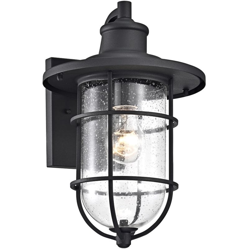 CHLOE Markus Transitional 1 Light Textured Black Outdoor Wall Sconce 14