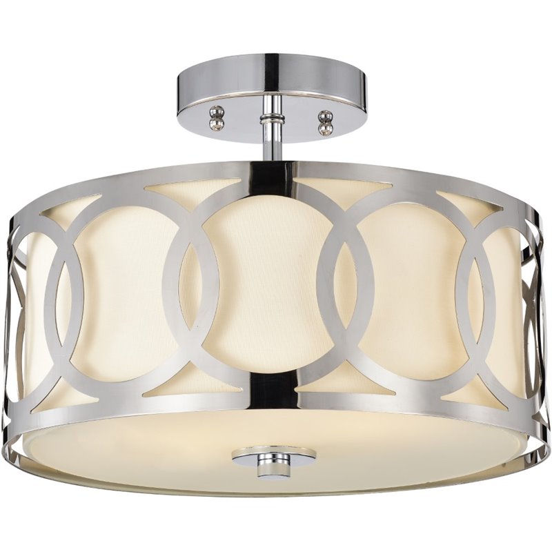 CHLOE Bronx Transitional 2 Light Chrome Semi-Flush Ceiling Fixture 13