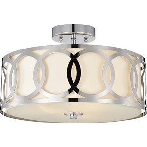 CHLOE Bronx Transitional 3 Light Chrome Semi-Flush Ceiling Fixture 15&quot Wide