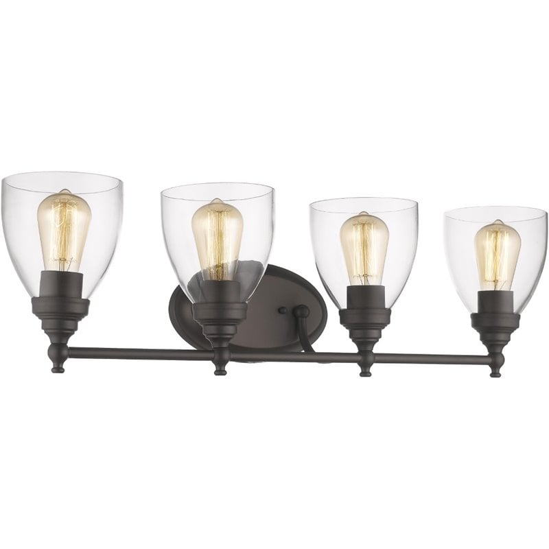 CHLOE Elissa 4 Light Rubbed Bronze Bath Vanity Light Clear Glass 30