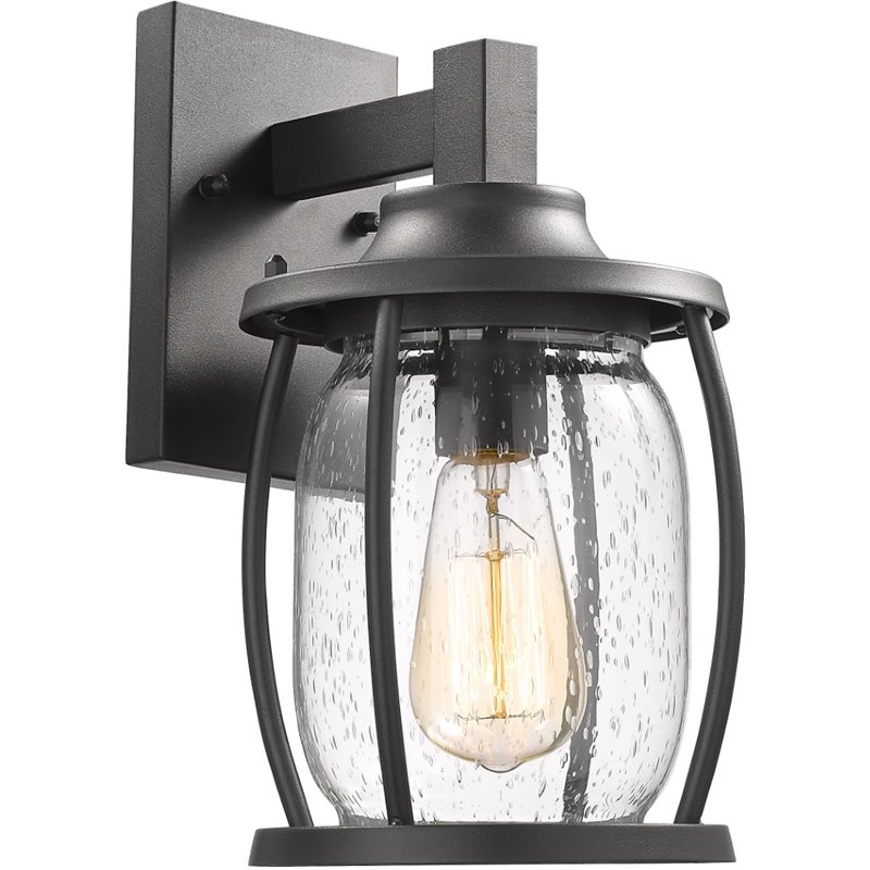 CHLOE Jackson Transitional 1 Light Textured Black Outdoor Wall Sconce 12