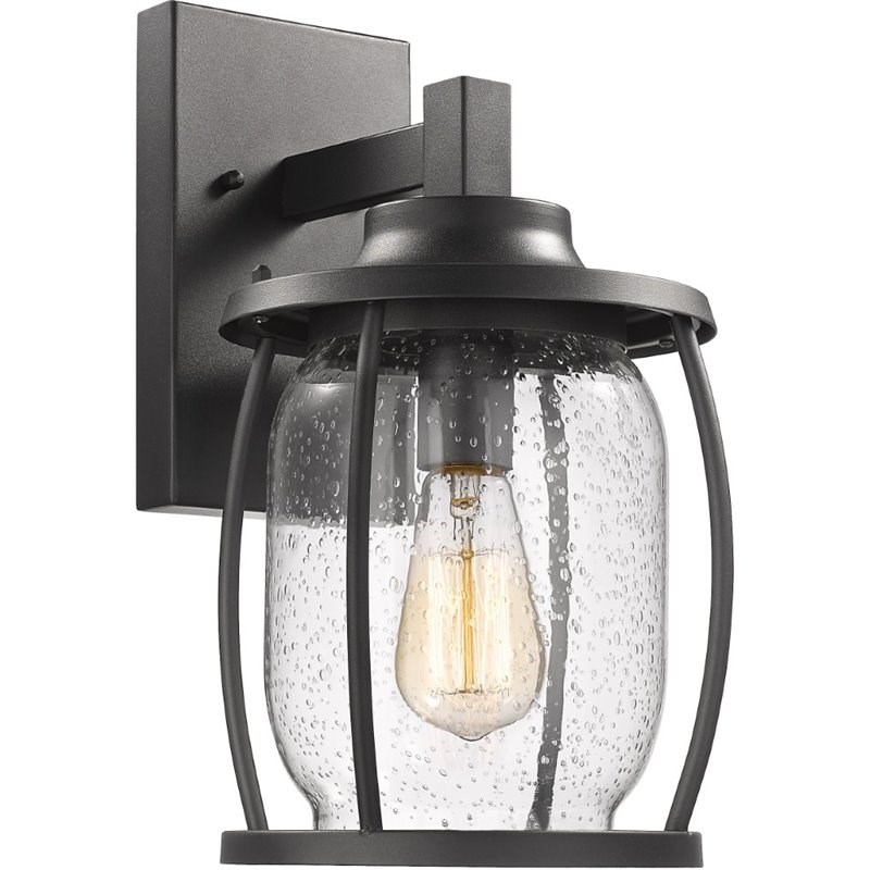 CHLOE Jackson Transitional 1 Light Textured Black Outdoor Wall Sconce 14