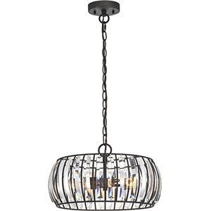 CHLOE Kennedy 3 Light Rubbed Bronze Ceiling Pendant Fixture 14&quot Width