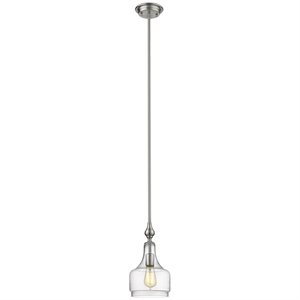 CHLOE Londyn Transitional 1 Light Brushed Nickel Ceiling Mini Pendant 8&quot Wide