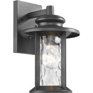 CHLOE Owen Transitional 1 Light Textured Black Outdoor Wall Sconce 12&quot Tall