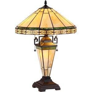 chloe belle tiffany-style 3 light mission double lit table lamp 16