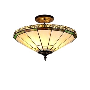 CHLOE Belle Tiffany-style 2 Light Mission Semi-flush Ceiling Fixture 16&quot Shade