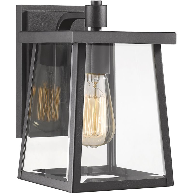 CHLOE Gabriel Transitional 1 Light Textured Black Outdoor Wall Sconce 10