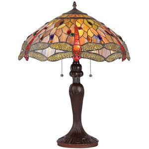 CHLOE Anisoptera Purity Tiffany-style 3 Light Dragonfly Table Lamp 18&quot Shade