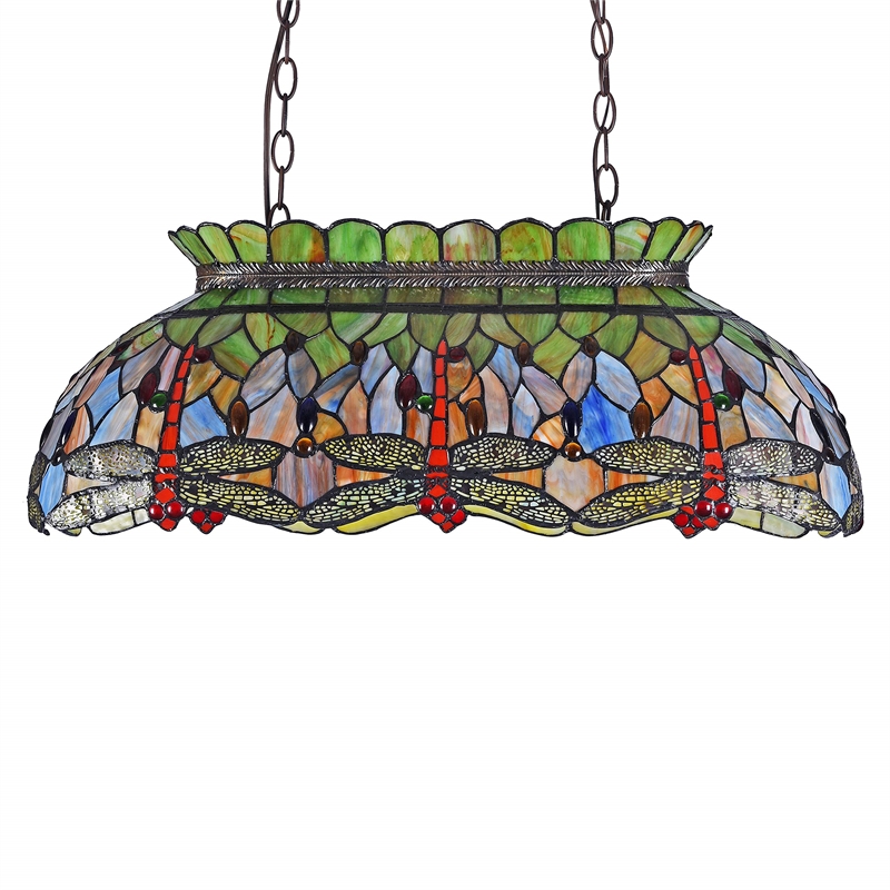 CHLOE Anisoptera Purity Tiffany-style Dragonfly 3 Light Island Pendant 28