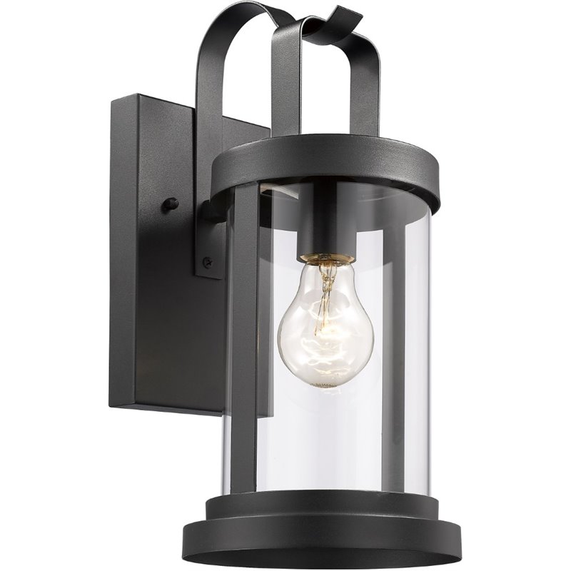 CHLOE Kash Transitional 1 Light Textured Black Outdoor Wall Sconce 15