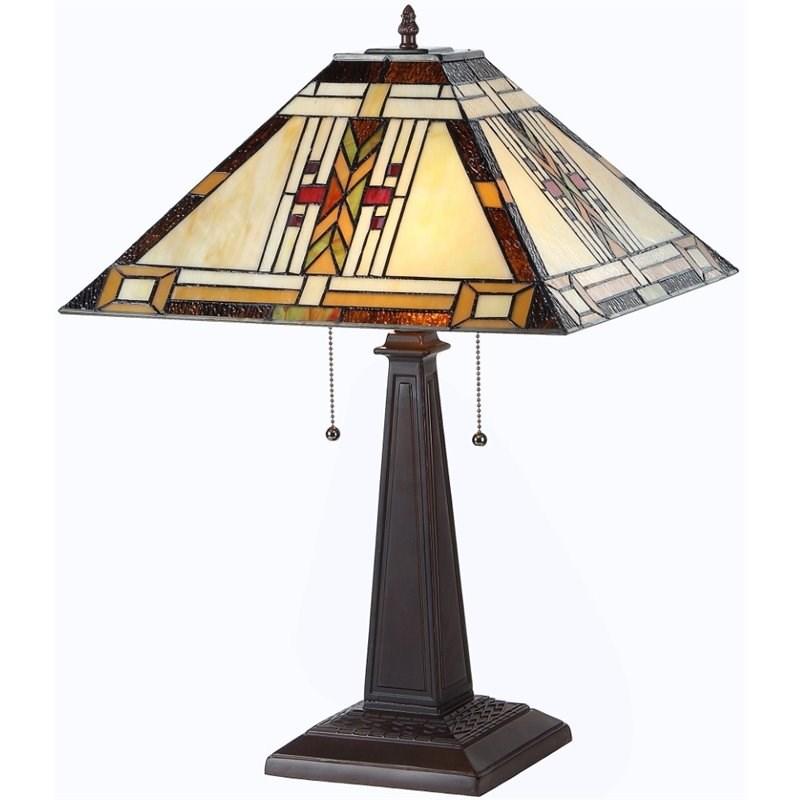 CHLOE Gode Tiffany-style 2 Light Mission Table Lamp 16