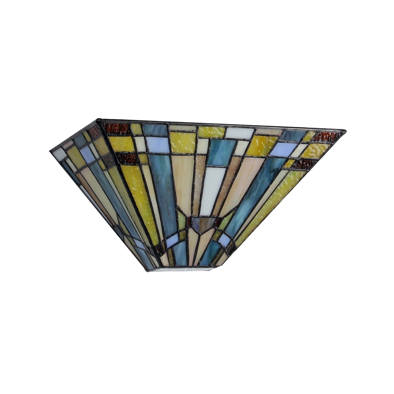CHLOE Kinsey Tiffany-style 1 Light Mission Wall Sconce 12