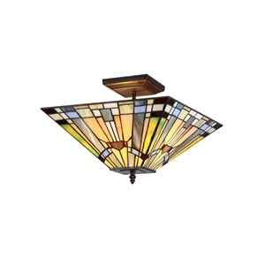 CHLOE Kinsey 2 Light Mission Semi-flush Ceiling Fixture 14&quot Shade