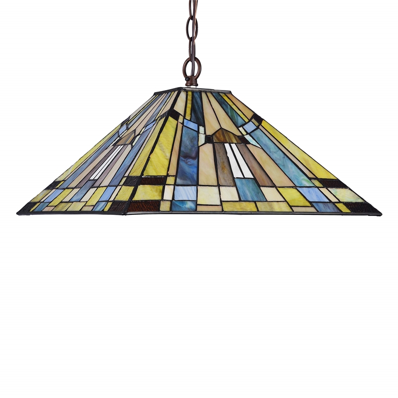 CHLOE Kinsey Tiffany-style 2 Light Mission Hanging Pendant Fixture 16